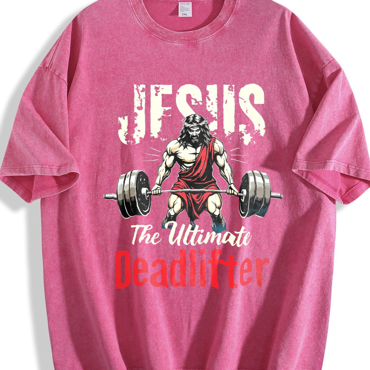 Jesus The Ultimate Deadlifter Gym Vintage Washed T-Shirt product image 7