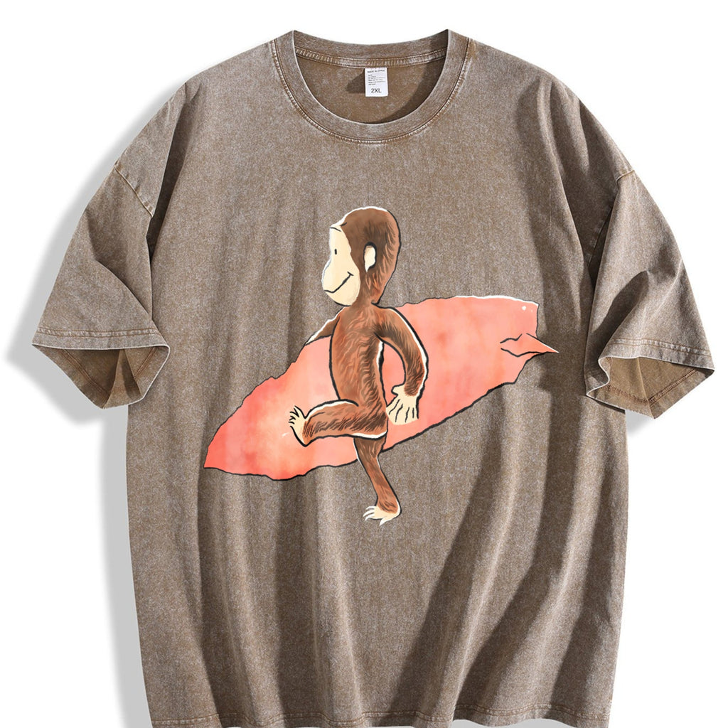Curious Georgee Surfing - Black Vintage Washed T-Shirt product image 3