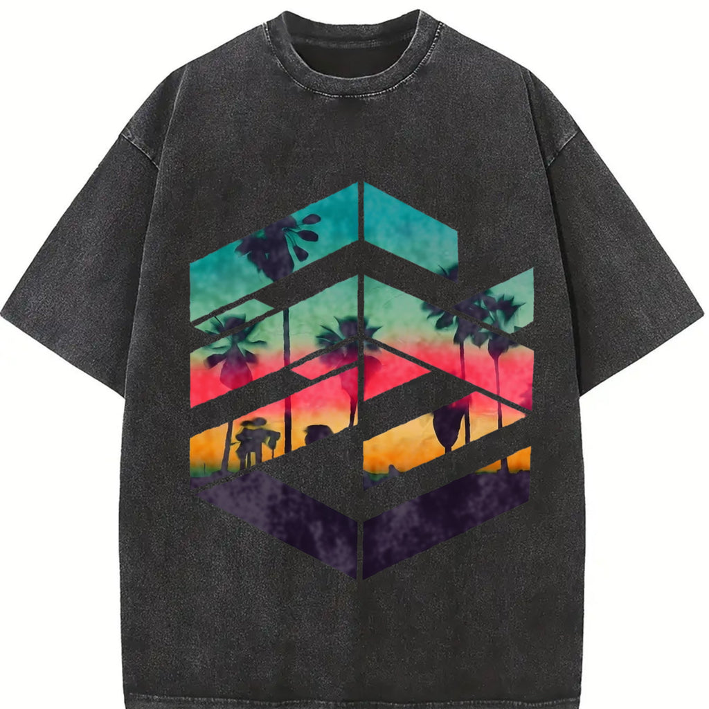 Tropical Sunset Palm Tree Vintage Washed T-Shirt product image 2