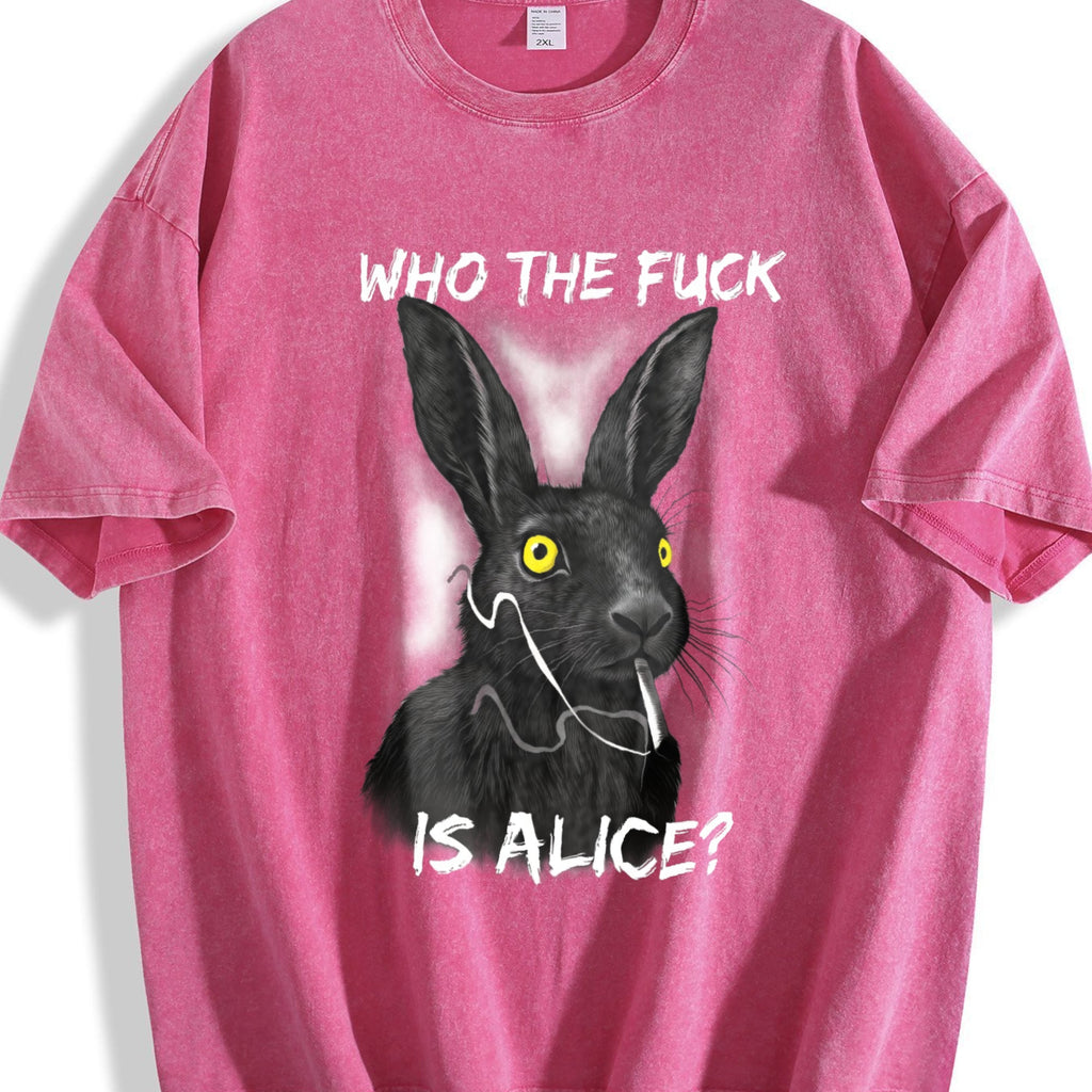 Funny Rabbit - Who The F Ck Is Alice Meme Vintage Washed product image 7