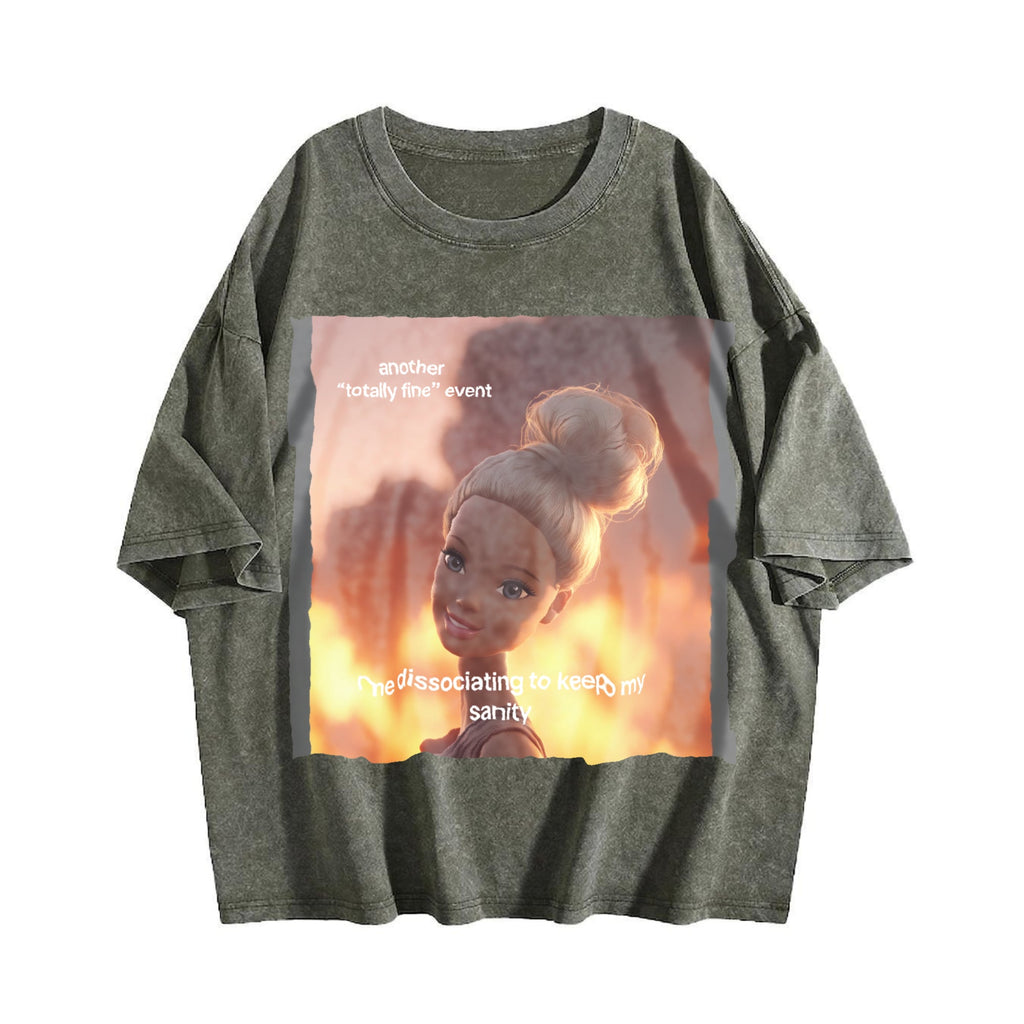 Dissociating to Keep My Sanity Doll Meme Vintage Washed product image 4
