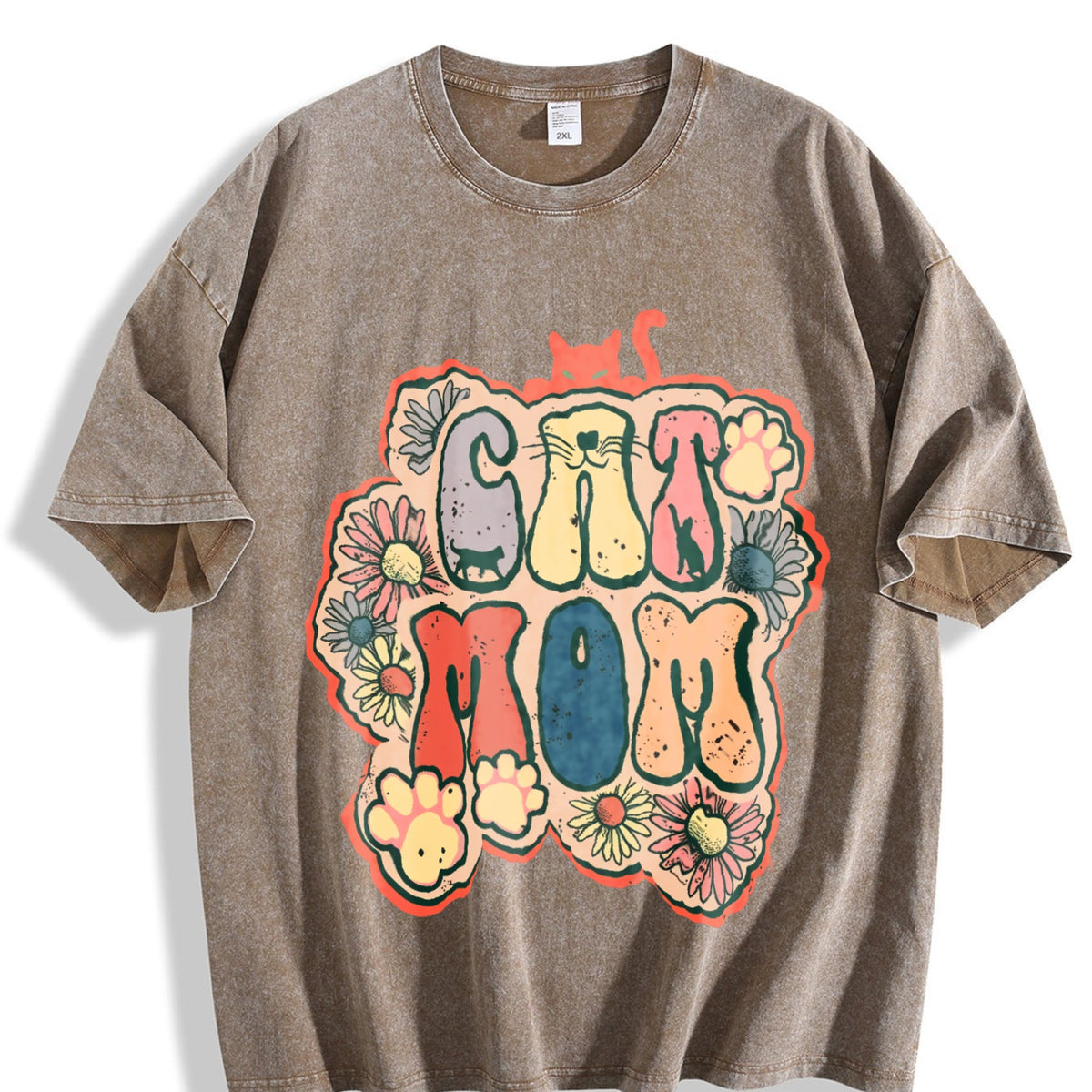 Cat Mom Vintage Washed T-Shirt product image 3