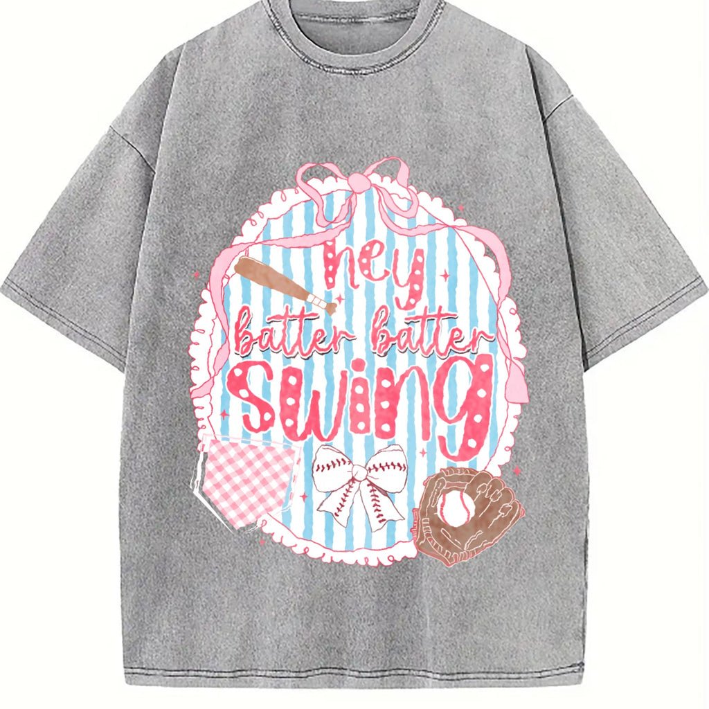 Preppy Baseball Bow Glitter Vintage Washed T-Shirt product image 5