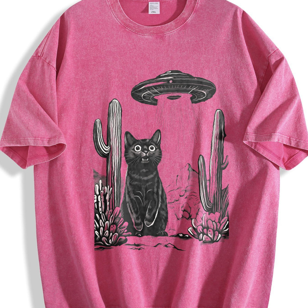 UFO Desert Cat 90s Vintage Washed T-Shirt product image 7