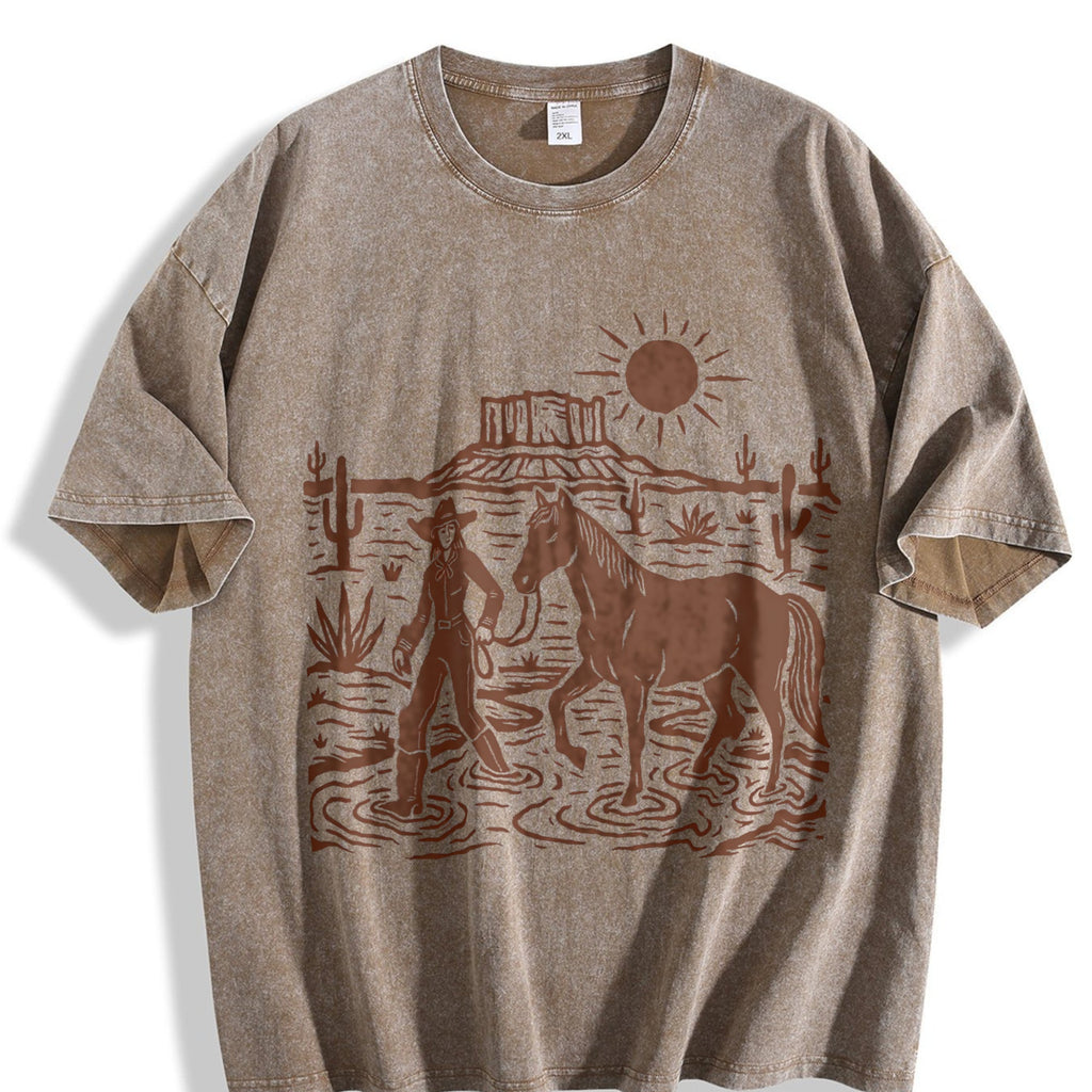 Cowgirl Desert Horse Vintage Washed T-Shirt product image 3