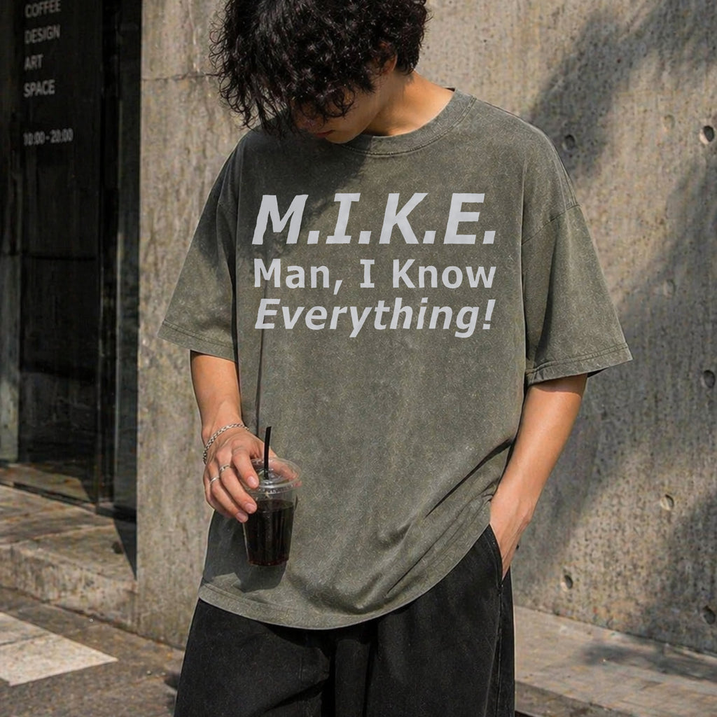 Funny Mike - 'knows Everything' Humor Vintage Washed T-Shirt product image 11