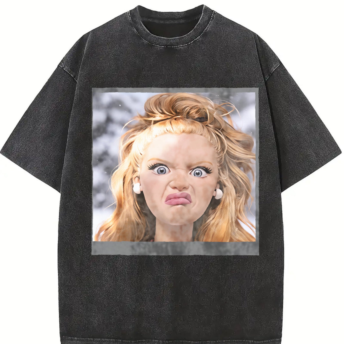 Funny Grumpy Doll Face Vintage Washed T-Shirt product image 2