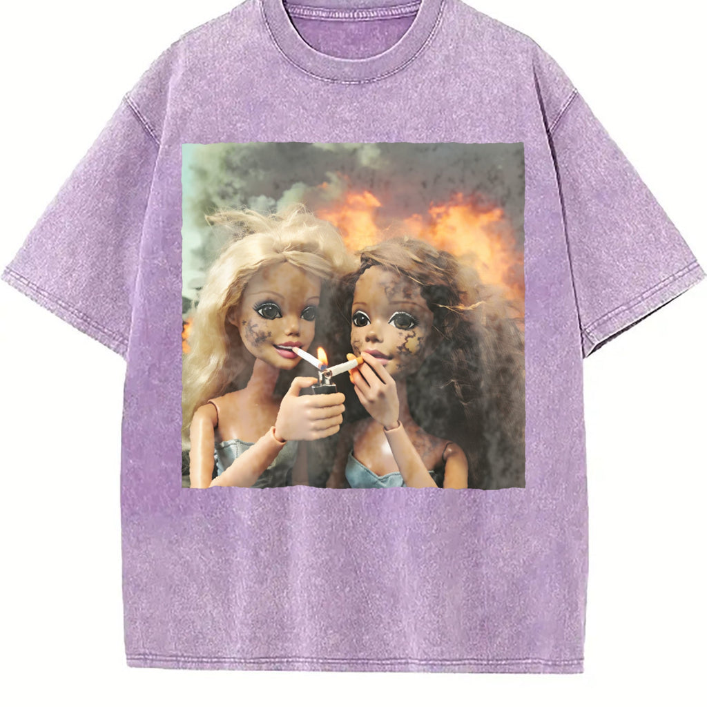 Doll Duo with Flames Vintage Washed T-Shirt product image 6