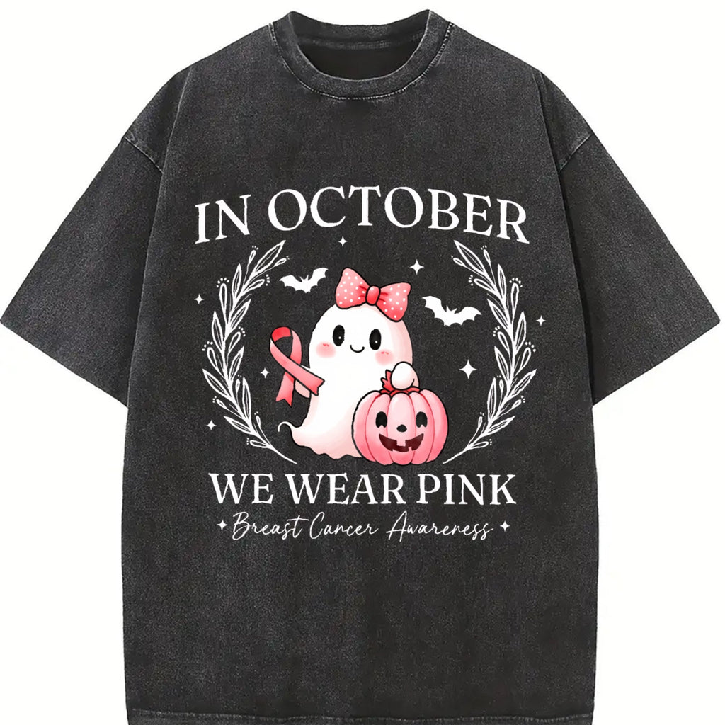 In October We Pink Ghost Vintage Washed T-Shirt product image 2