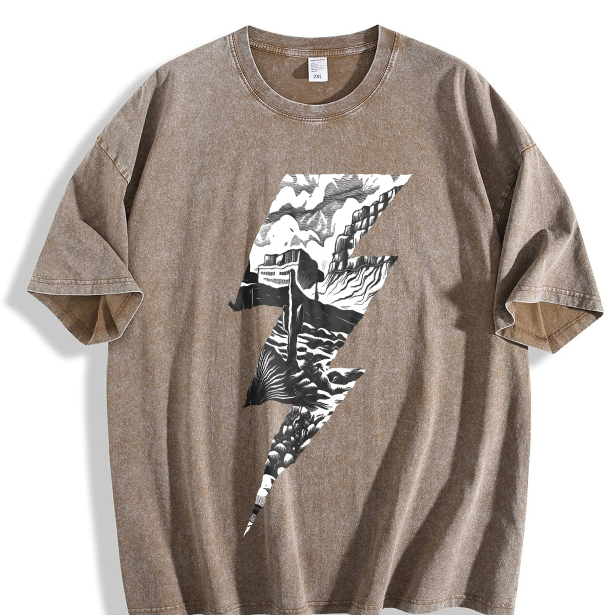 Lightning Bolt Desert Cactus 90s Vintage Washed T-Shirt product image 3