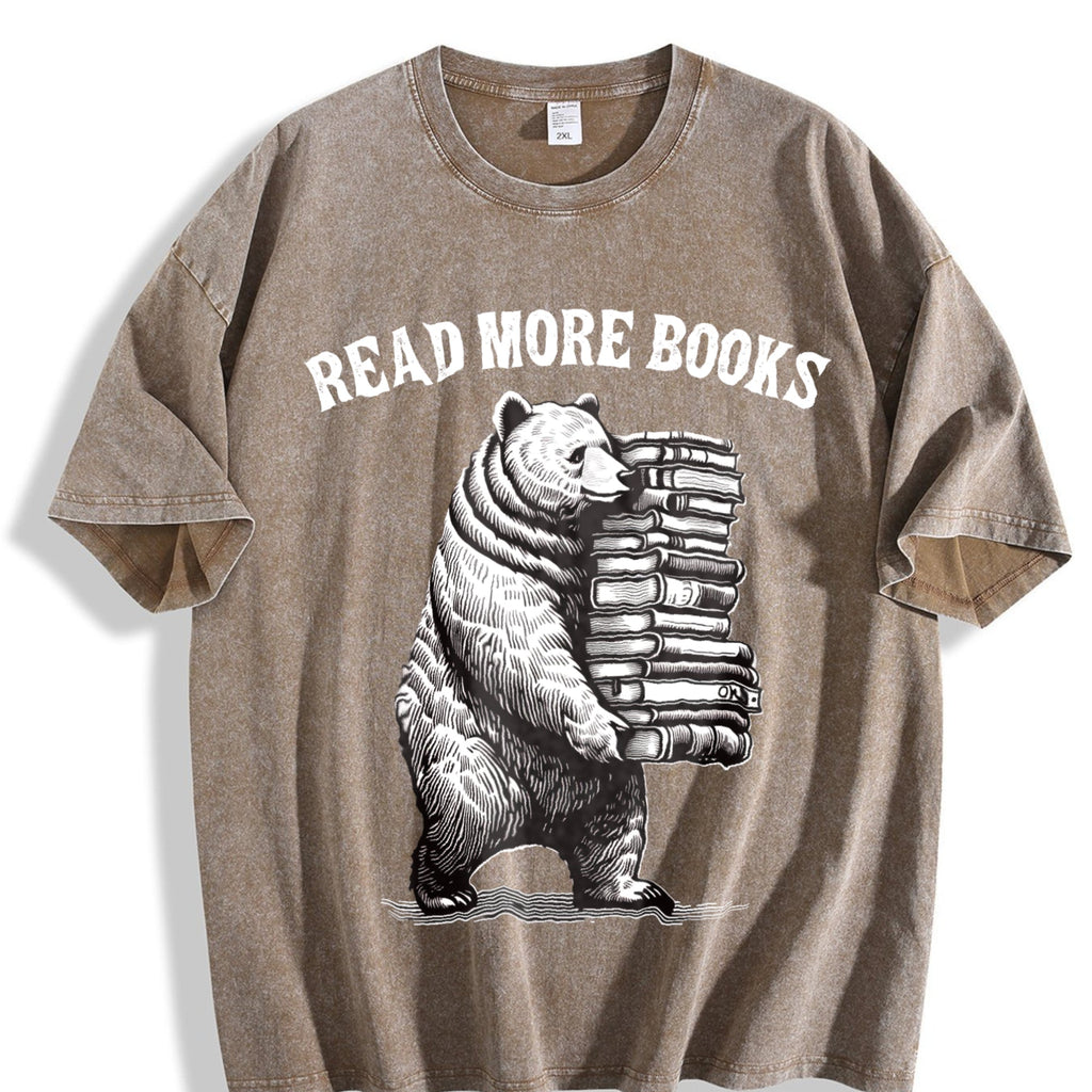 Funny Read More Books Bear 90s Vintage Washed T-Shirt product image 3