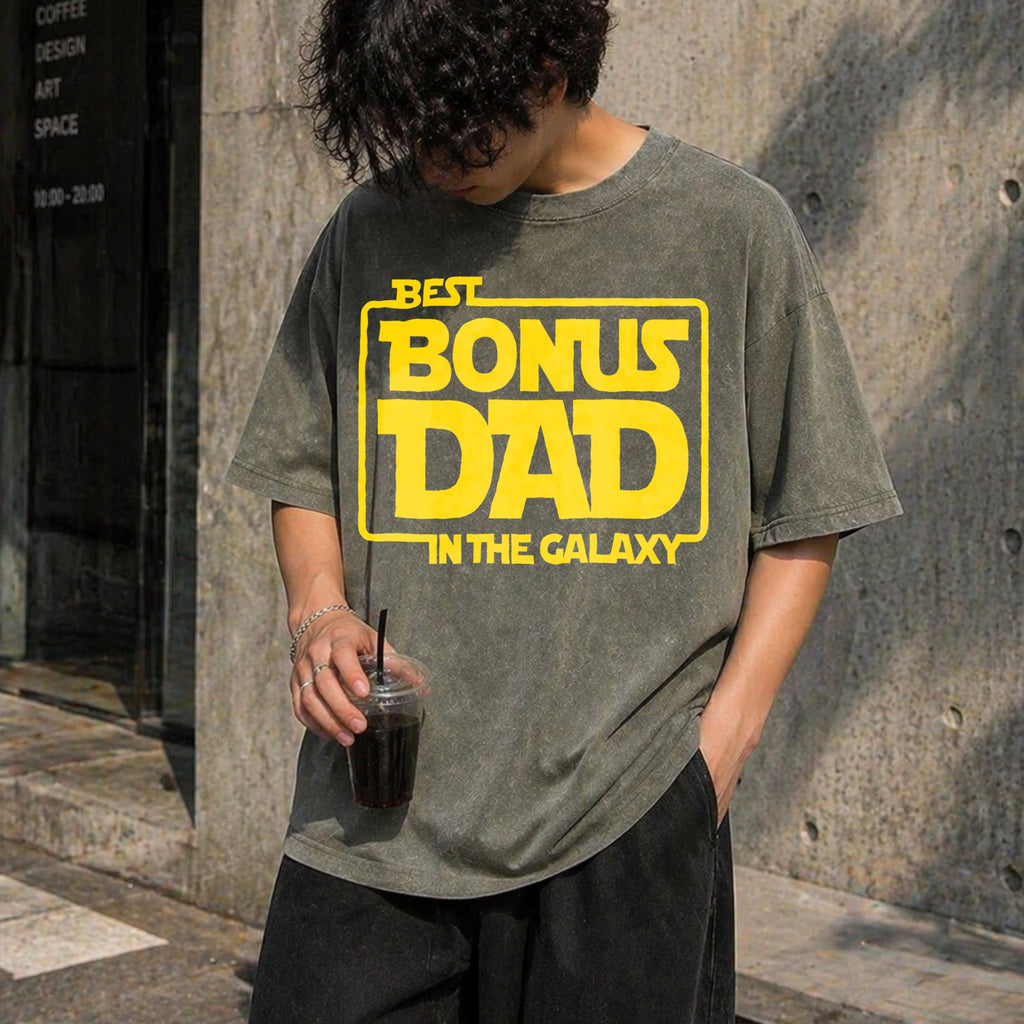Best Bonus Dad In The Galaxy Vintage Washed T-Shirt product image 4