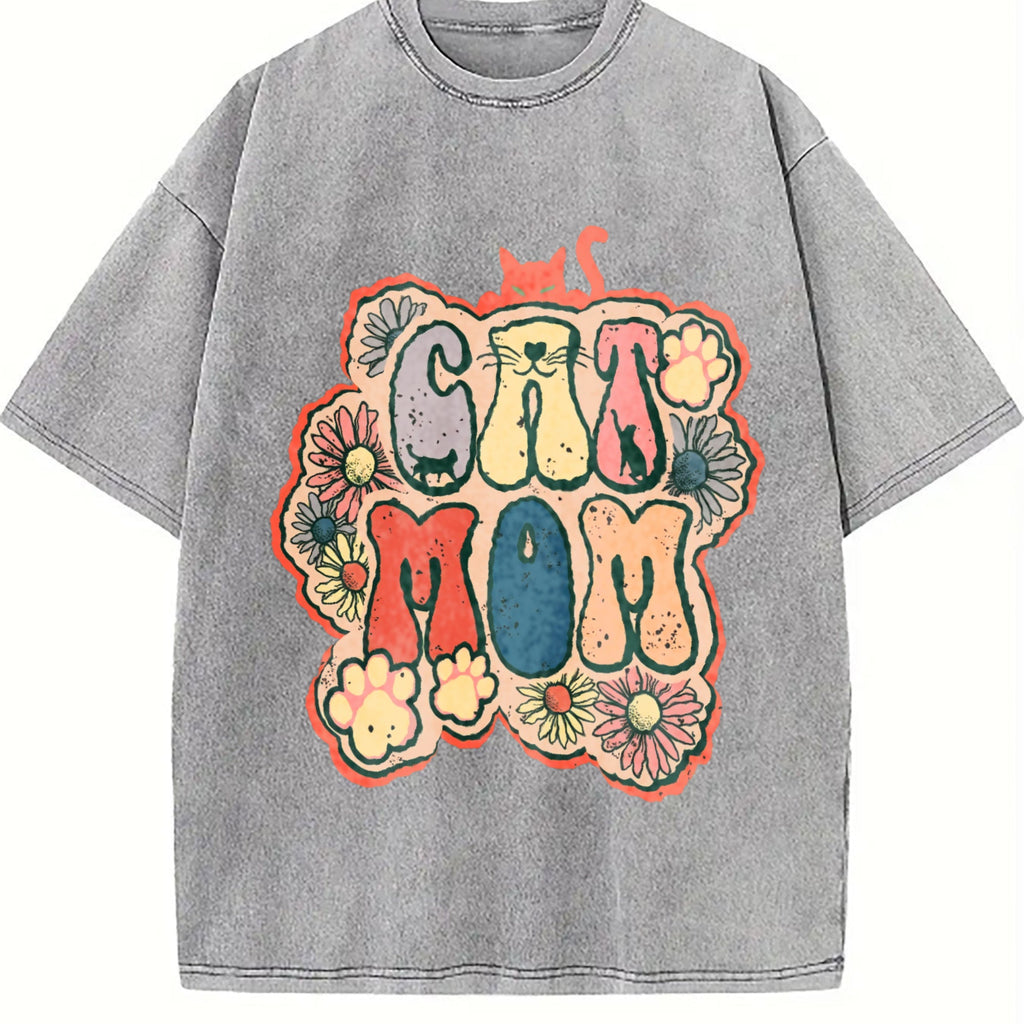 Cat Mom Vintage Washed T-Shirt product image 5