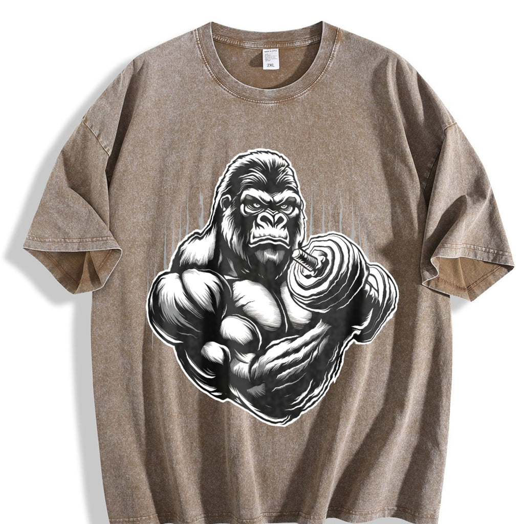 Gorilla Muscle Dumbbell Vintage Washed T-Shirt product image 3