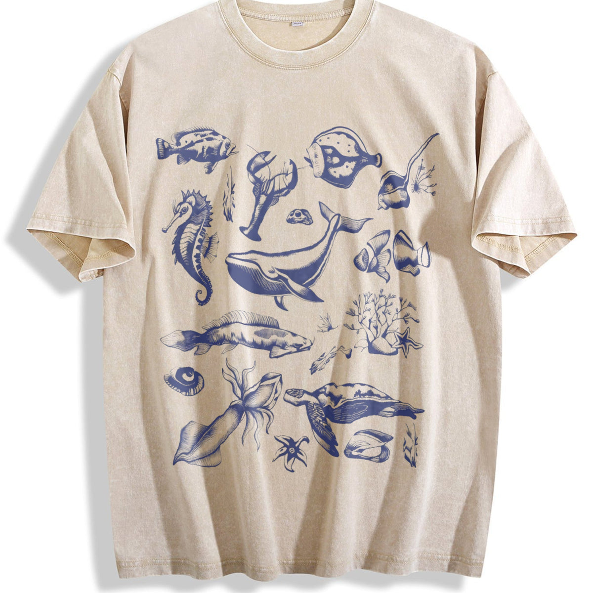 Tattoo Sea Animals 90s Vintage Washed T-Shirt product image 1