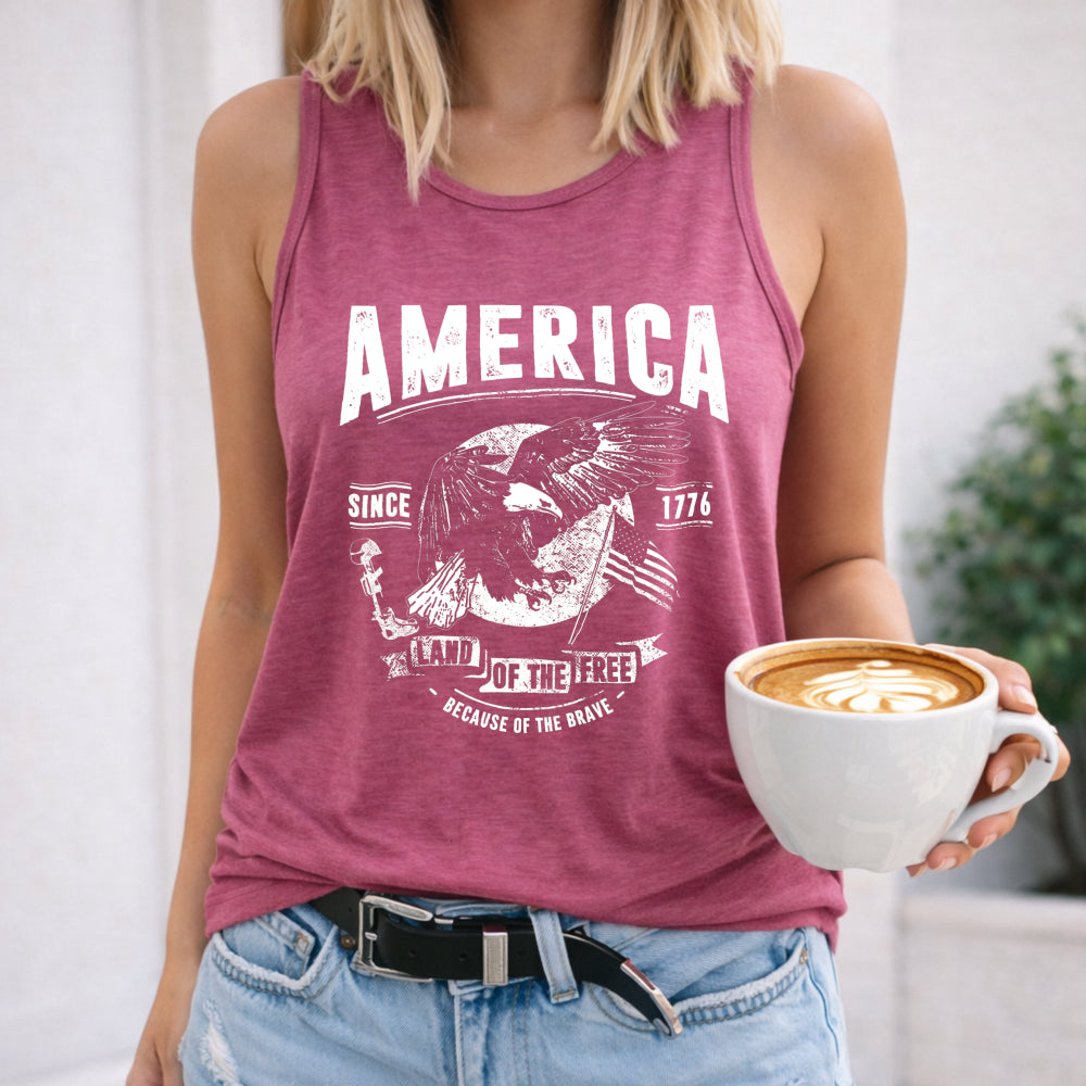 By Sarah Patriotic Home Of Free Because Of Brave 4th July Women's Tank Top