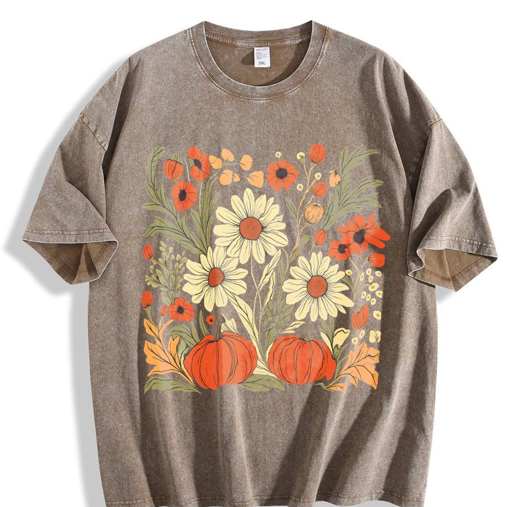 Boho Fall Floral Vintage Washed T-Shirt product image 3