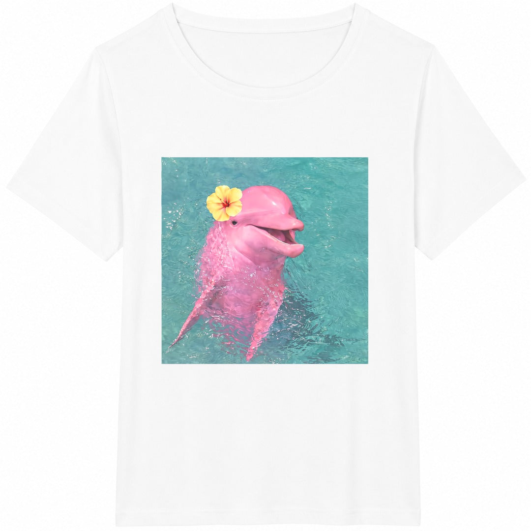 Pink Dolphin Flower Cotton T-Shirt product image 2