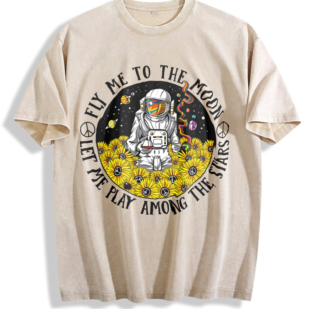 Fly Me To The Moon Let Me Play Among Stars Vintage Washed product image 1