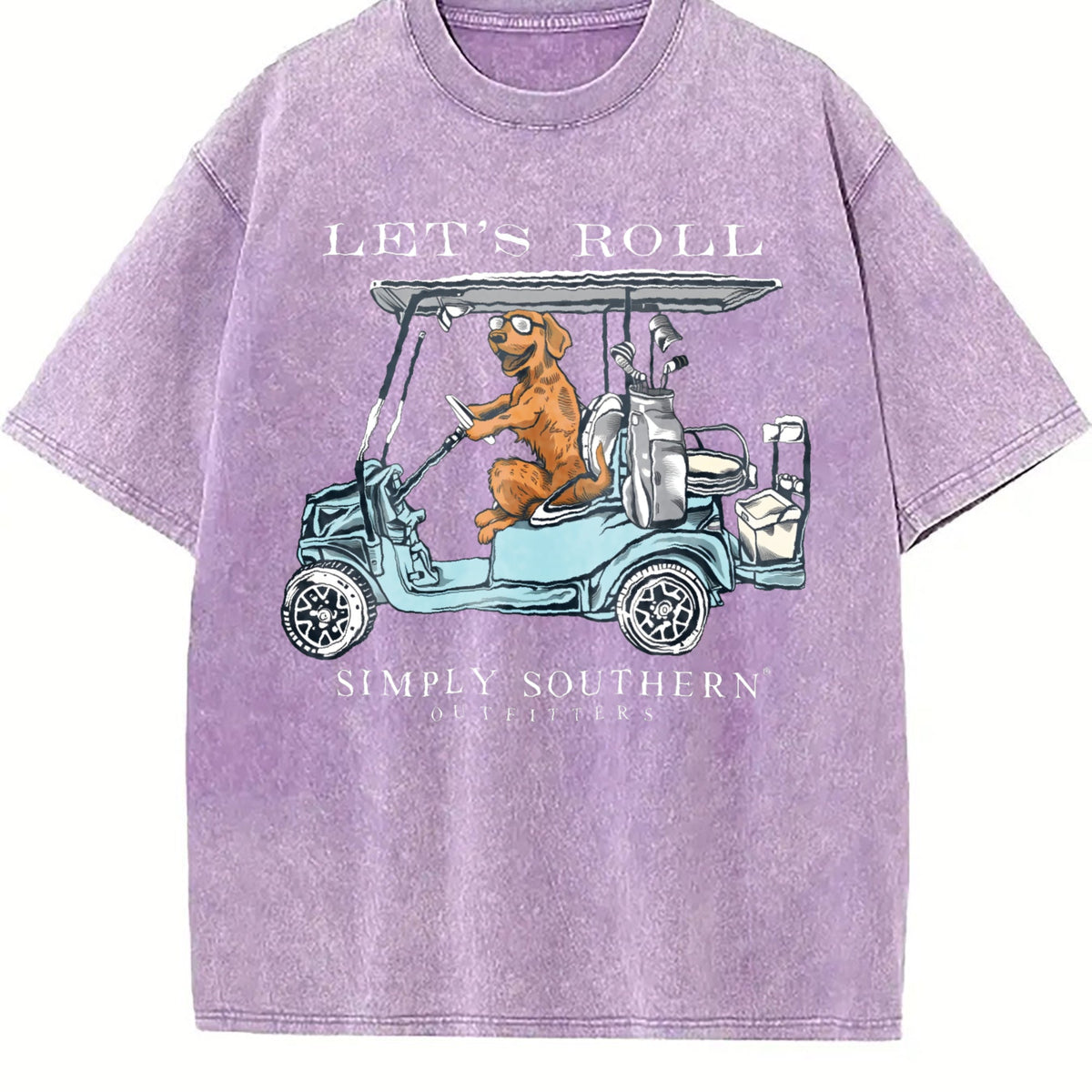 Let's Roll Golf Cart Dog Vintage Washed T-Shirt product image 6