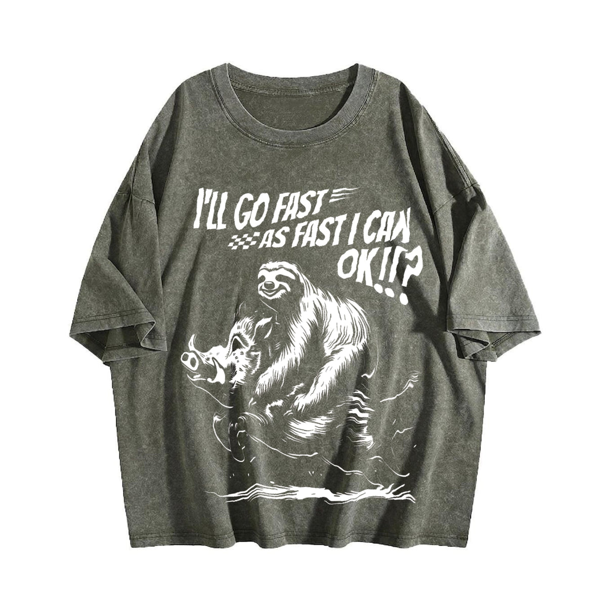 Sloth Riding A Boar 90s Vintage Washed T-Shirt product image 4