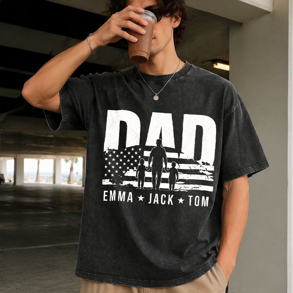 Dad With Names Vintage Washed T-Shirt product image 2