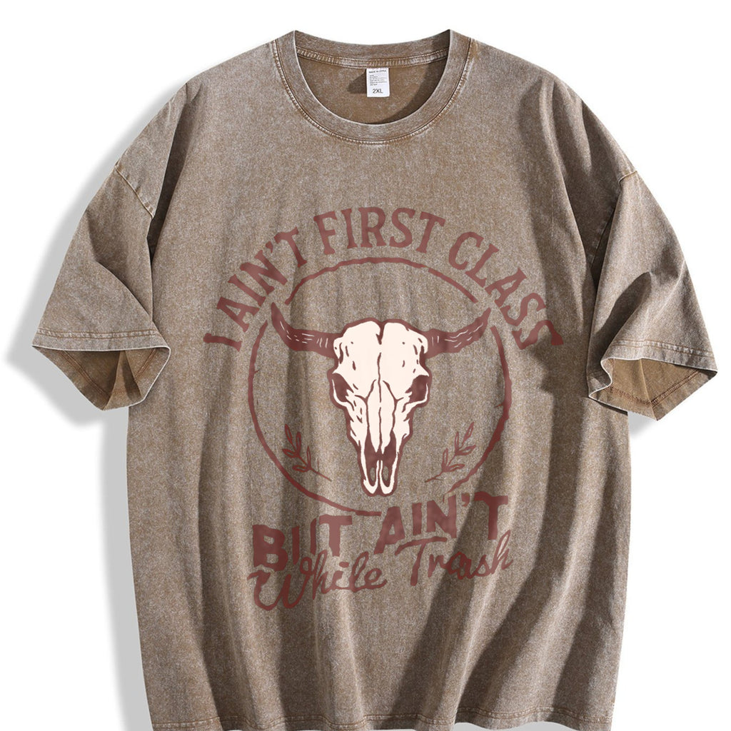 I Ain't First Class But White Trash Bull Skull Vintage product image 3