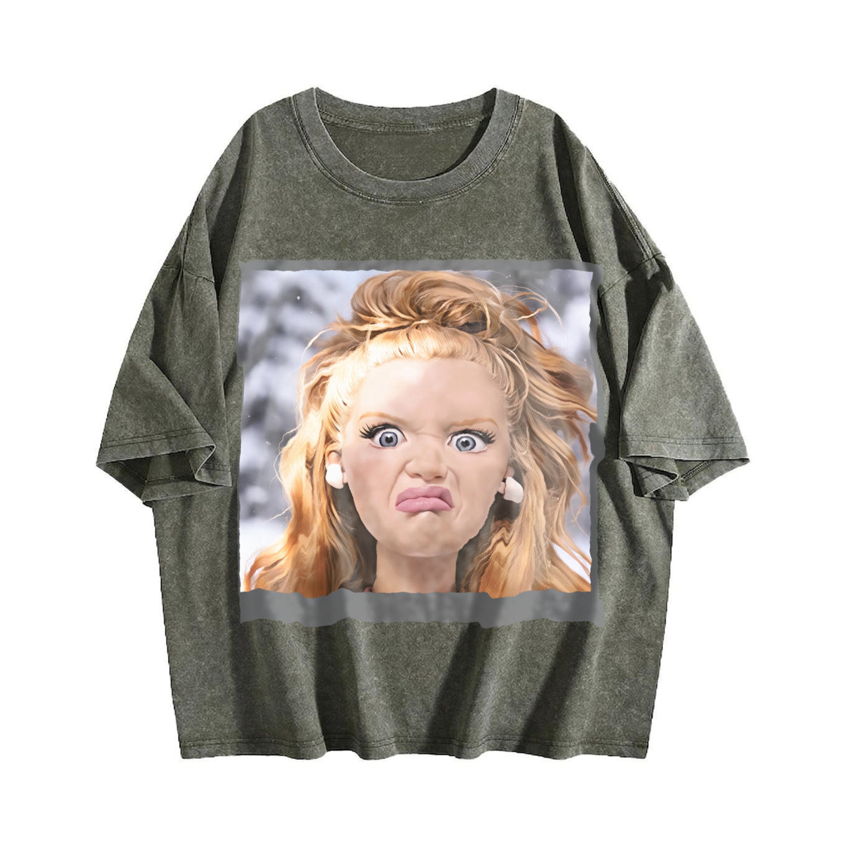 Funny Grumpy Doll Face Vintage Washed T-Shirt product image 4