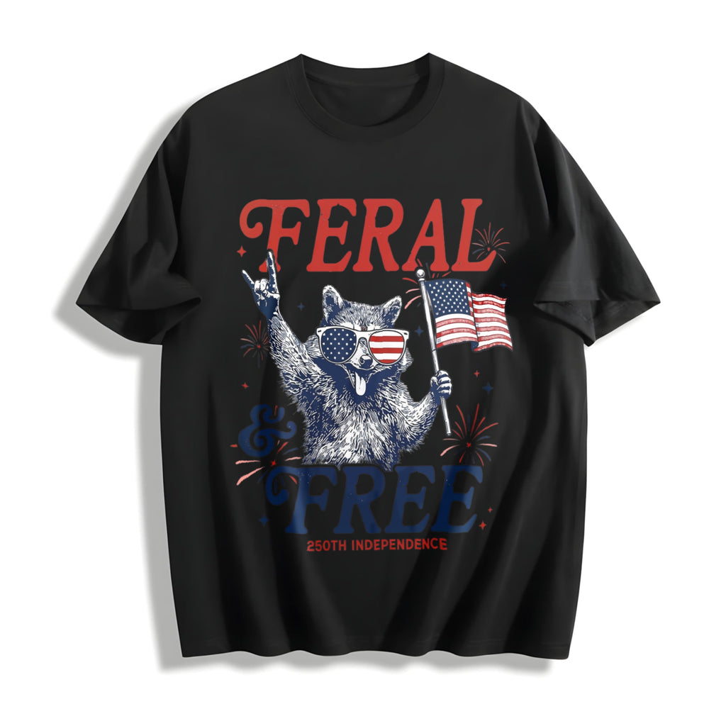 Feral And Free Raccoon Cotton T-Shirt product image 1