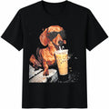 Funny Dachshund Drinking Iced Coffee Cotton T-Shirt product image 1
