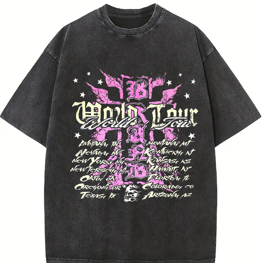 Easelby World Tour Black Grunge Vintage Washed T-Shirt product image 2