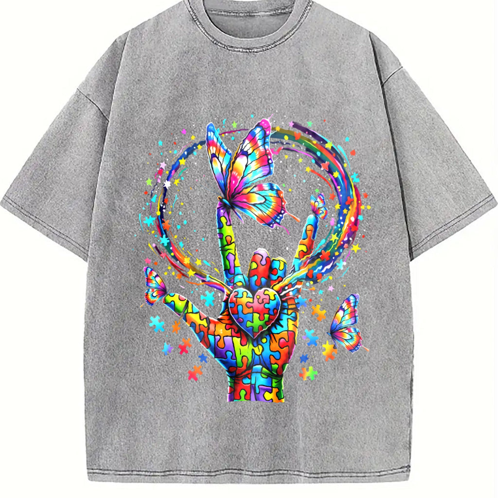 The Explorer & Grunge Vibes: Rainbow Hand Rock On Vintage product image 5