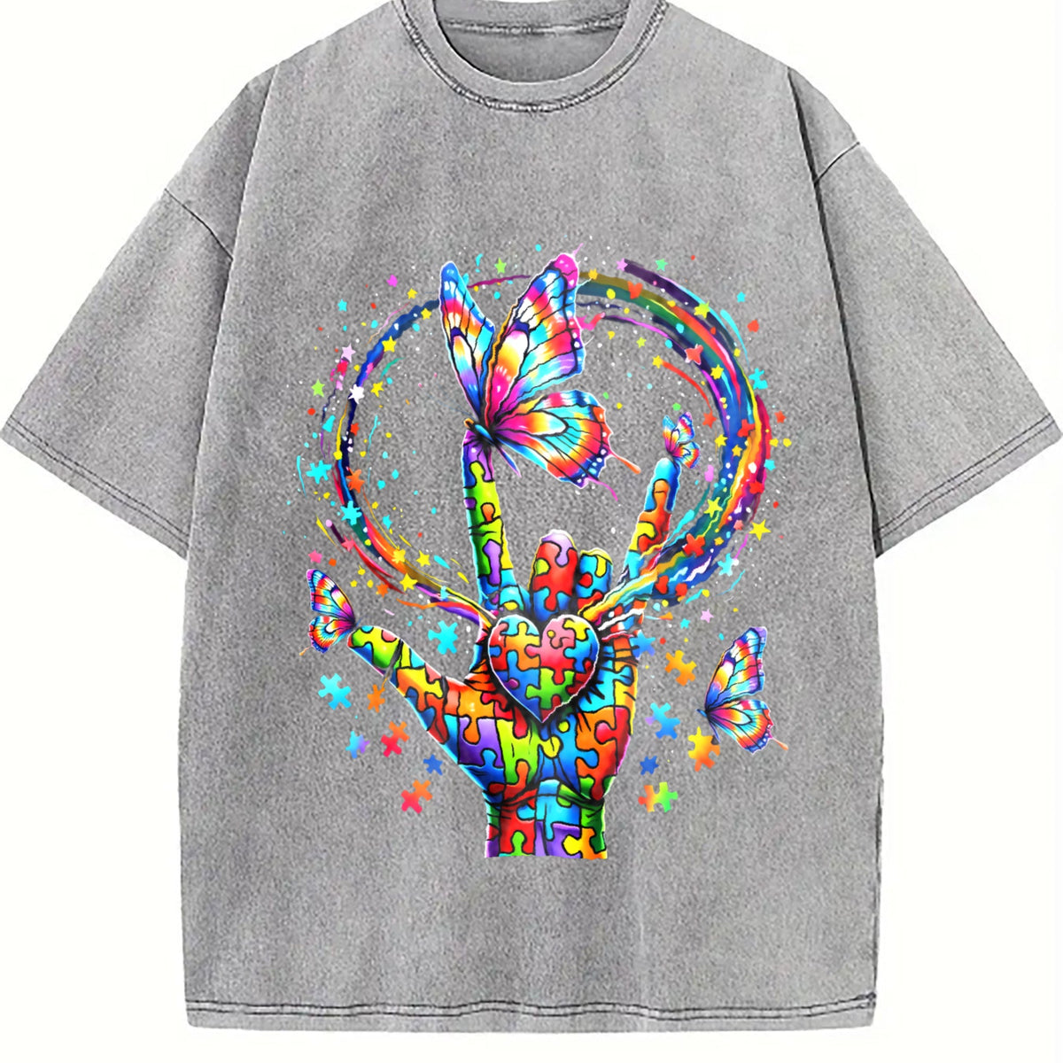The Explorer & Grunge Vibes: Rainbow Hand Rock On Vintage product image 5