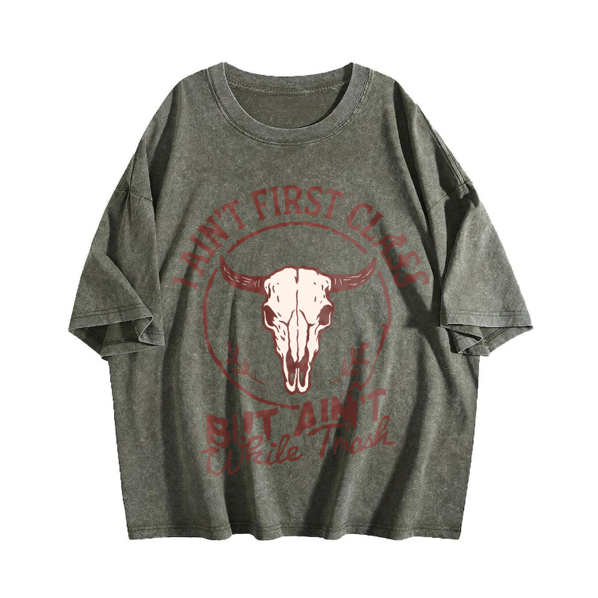 I Ain't First Class But White Trash Bull Skull Vintage product image 4