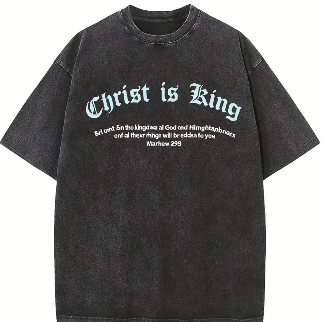 Christ Is King Letter Vintage Washed T-Shirt product image 2