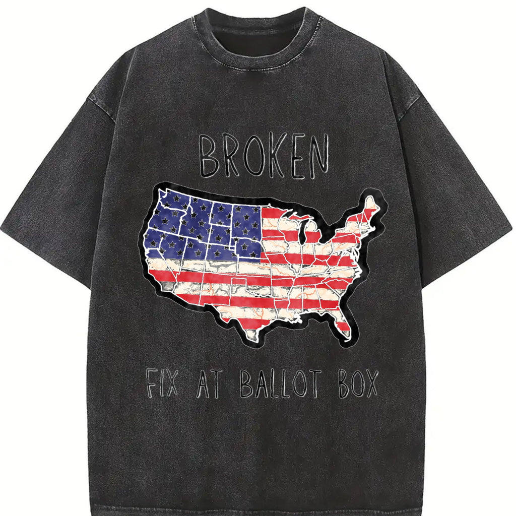 Funny Political USA Broken Fix At Ballot Box Vintage Washed product image 2