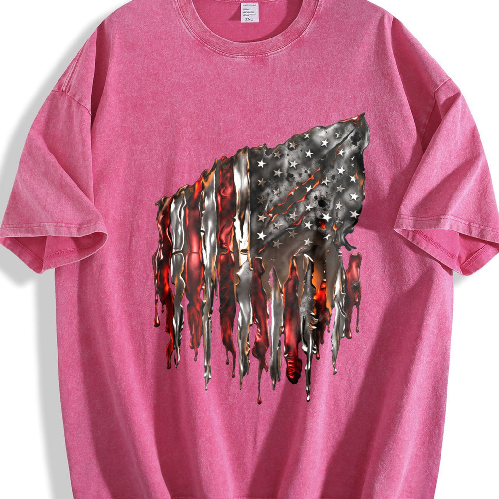 American Flag 100 Y2K Boxy Aesthetic Vintage Washed T-Shirt product image 7