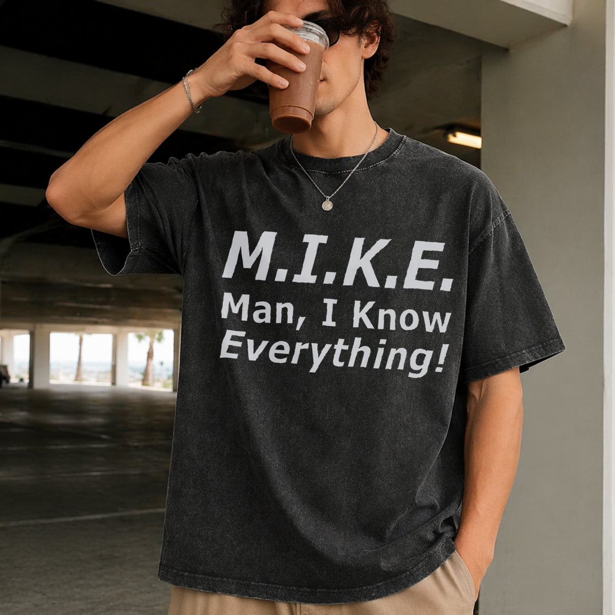 Funny Mike - 'knows Everything' Humor Vintage Washed T-Shirt product image 9