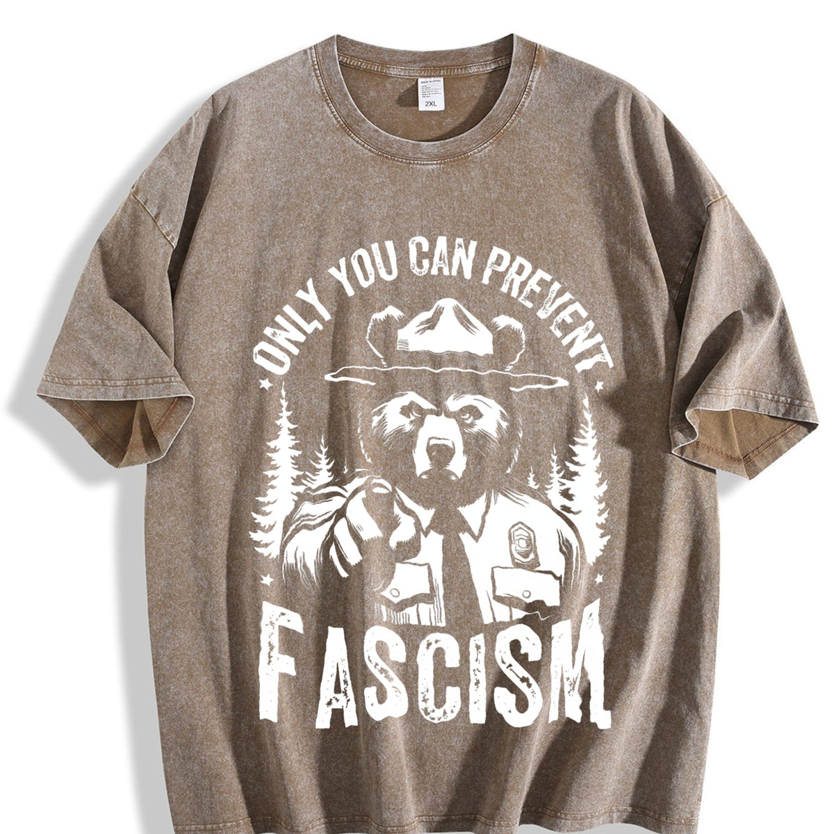 Only You Can Prevent Fascism Raccoon Vintage Washed T-Shirt product image 3