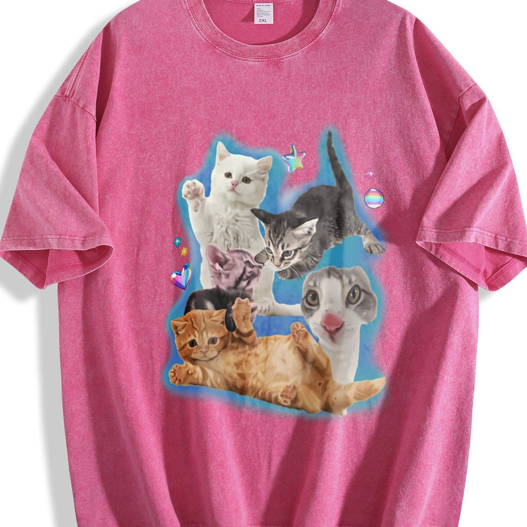 Y2K Silly Cat Vintage Washed T-Shirt product image 7