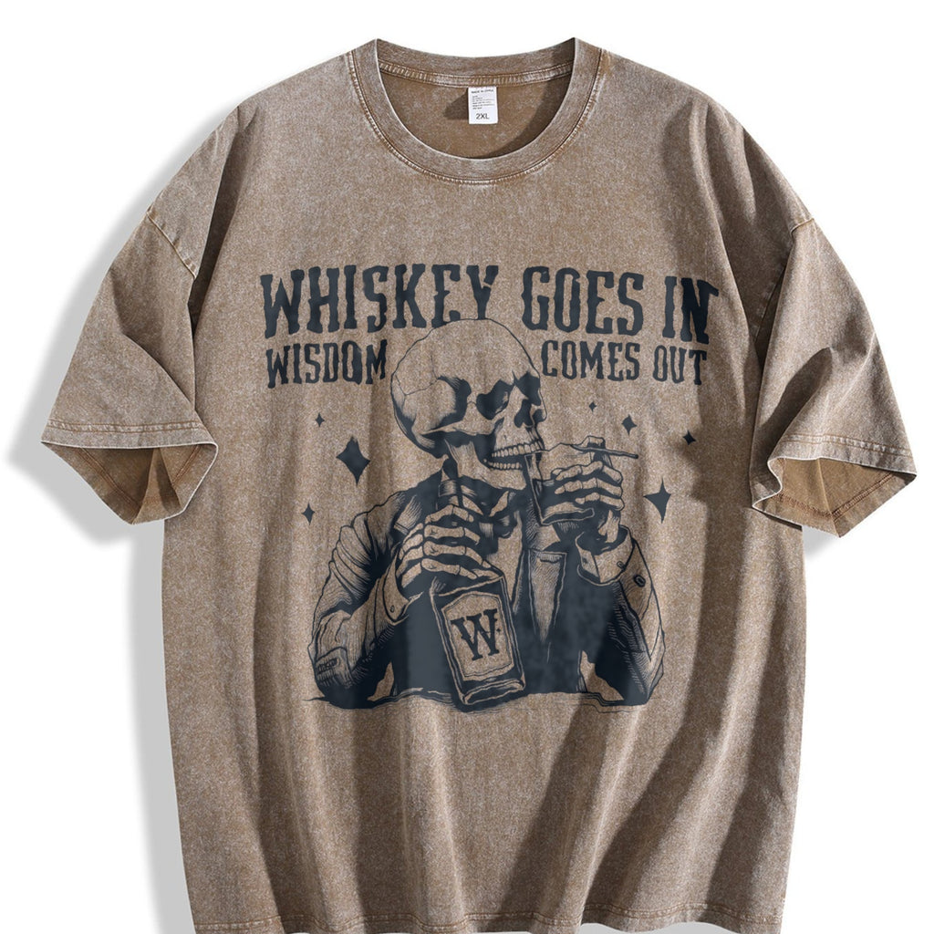 Skull And Whiskey 90s Vintage Washed T-Shirt product image 3