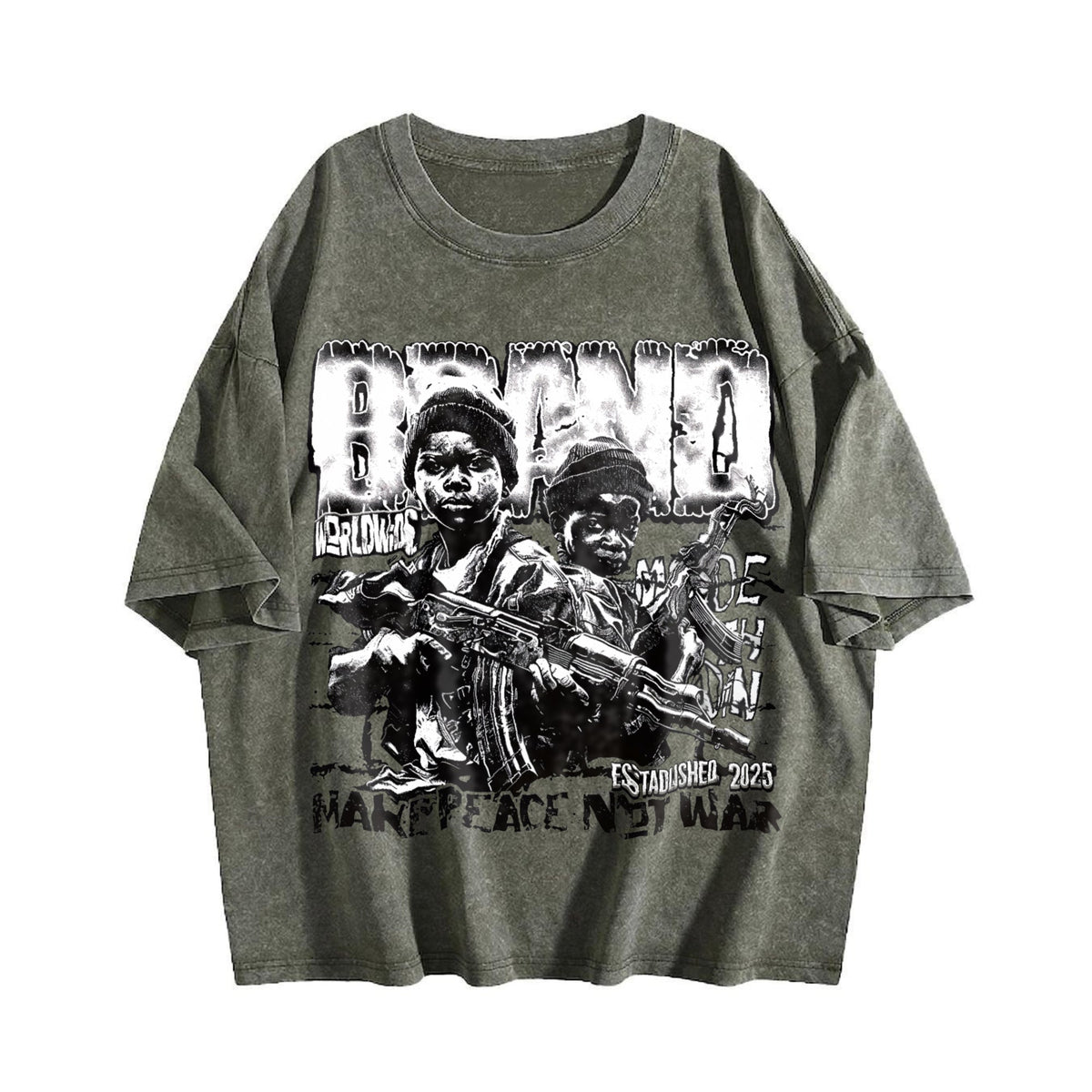 Make Peace Not War Soldier Art Vintage Washed T-Shirt product image 4