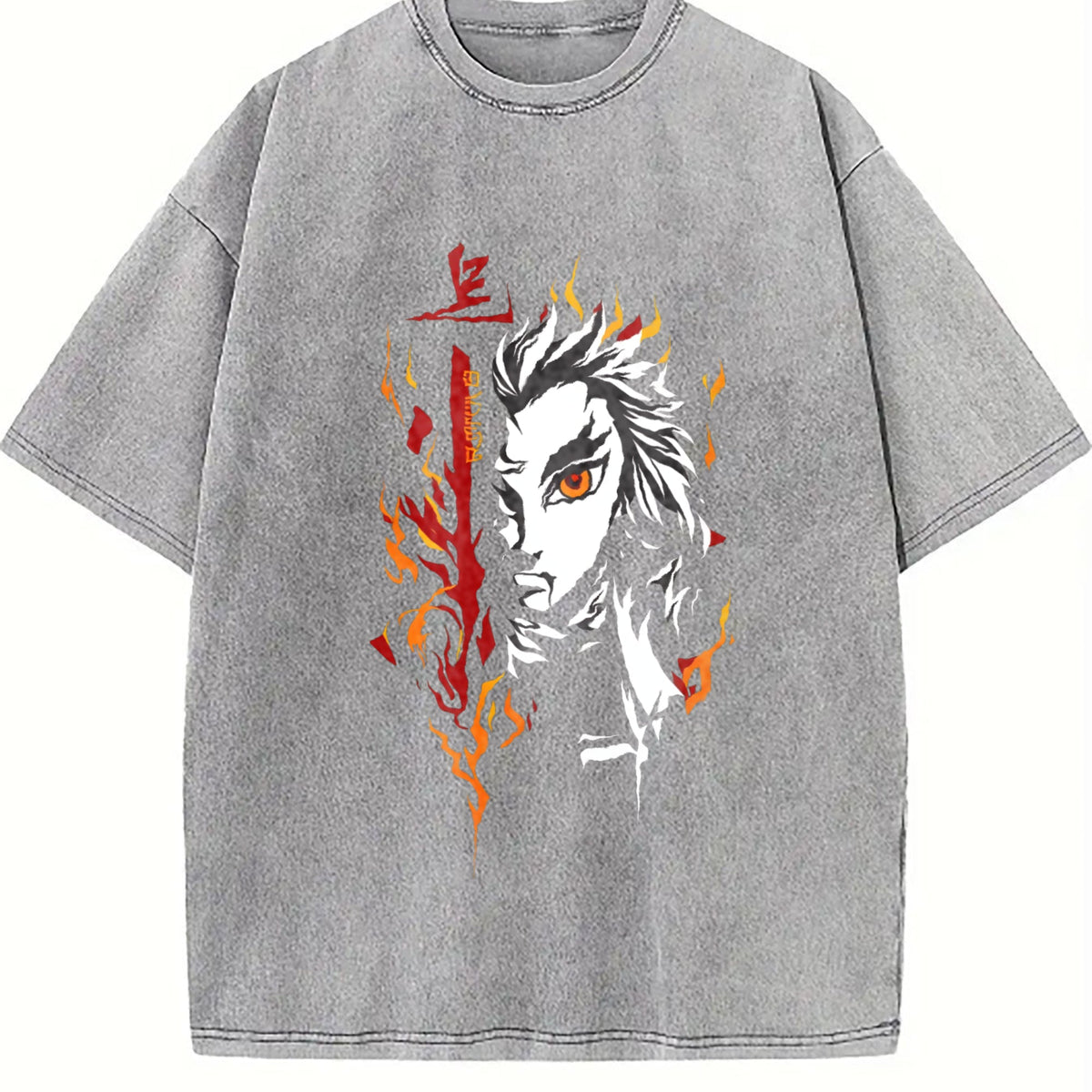 Demon Slayer Kyojuro Rengoku Anime Vintage Washed T-Shirt product image 5