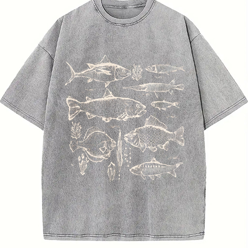White Distressed Illustration Vintage Washed T-Shirt product image 5