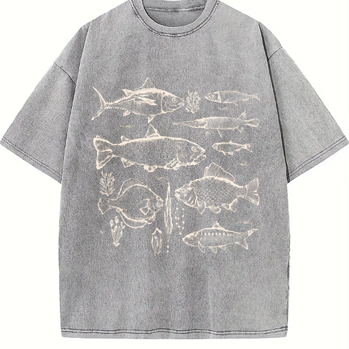 White Distressed Illustration Vintage Washed T-Shirt product image 5