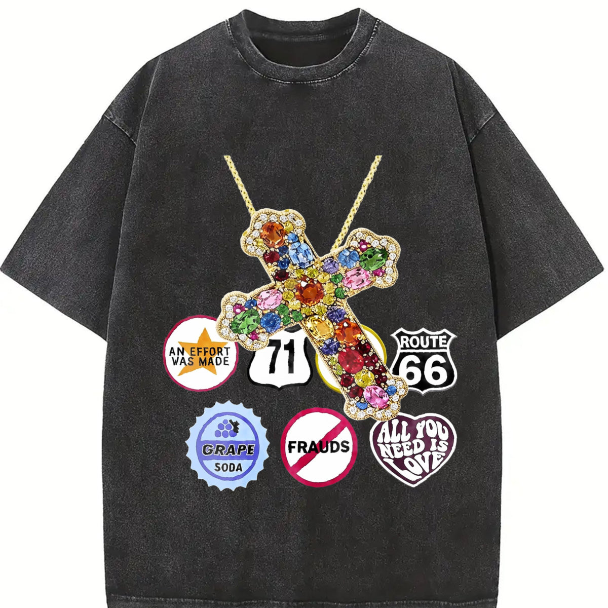 Jewel Cross & Cropped Vintage Washed T-Shirt product image 2