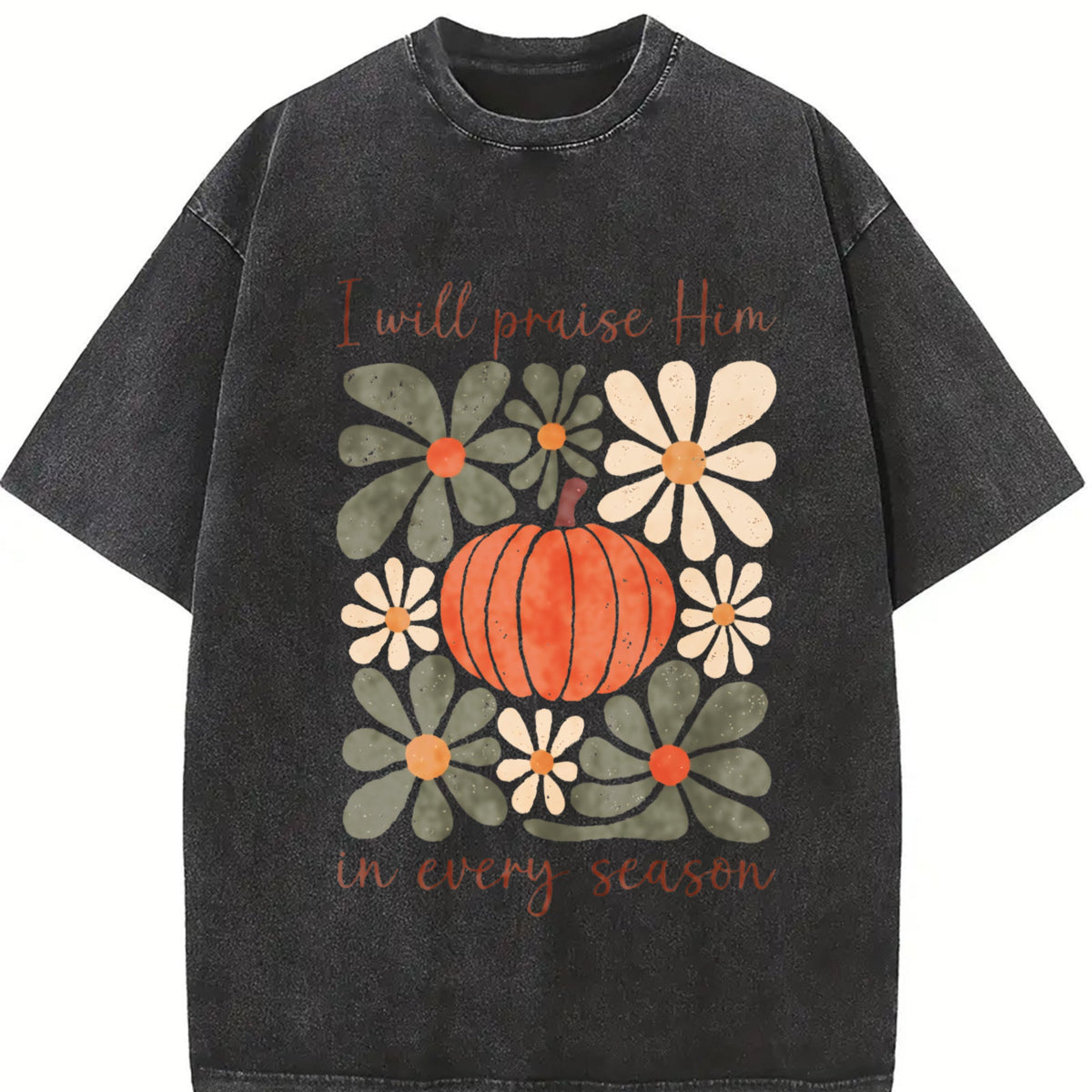 I Will Praise Him In Every Season Vintage Washed T-Shirt product image 2