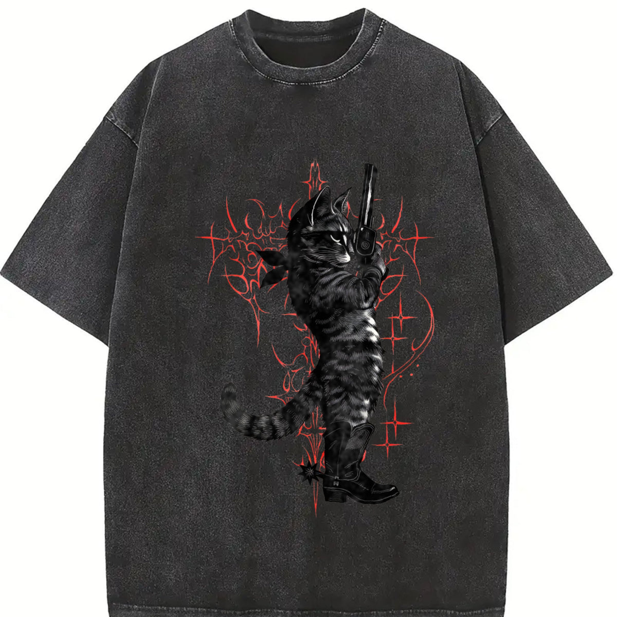 Cowboy Cat Neo-tribal Vintage Washed T-Shirt product image 2