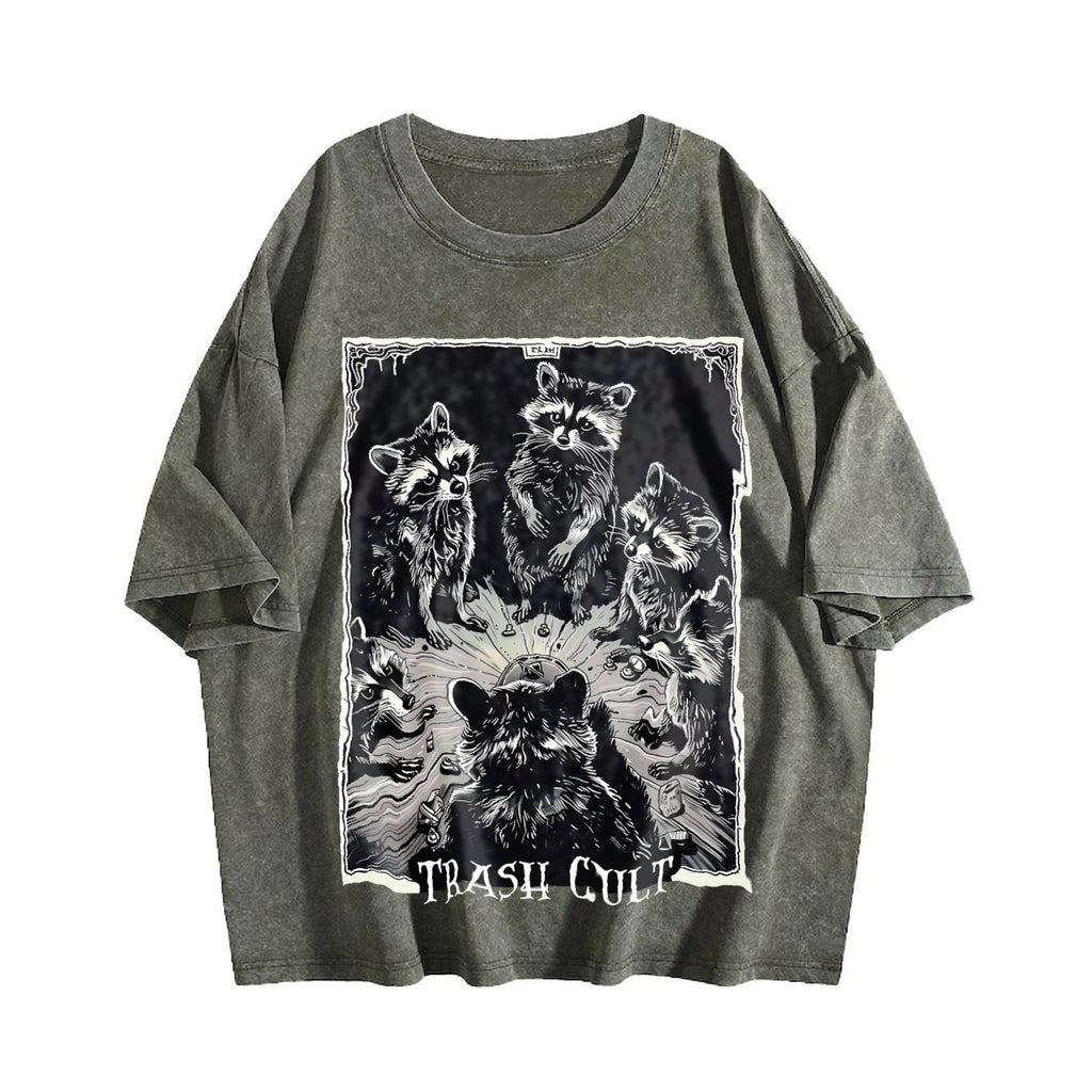 Trash Cult Raccoon Tarot Vintage Washed T-Shirt product image 4