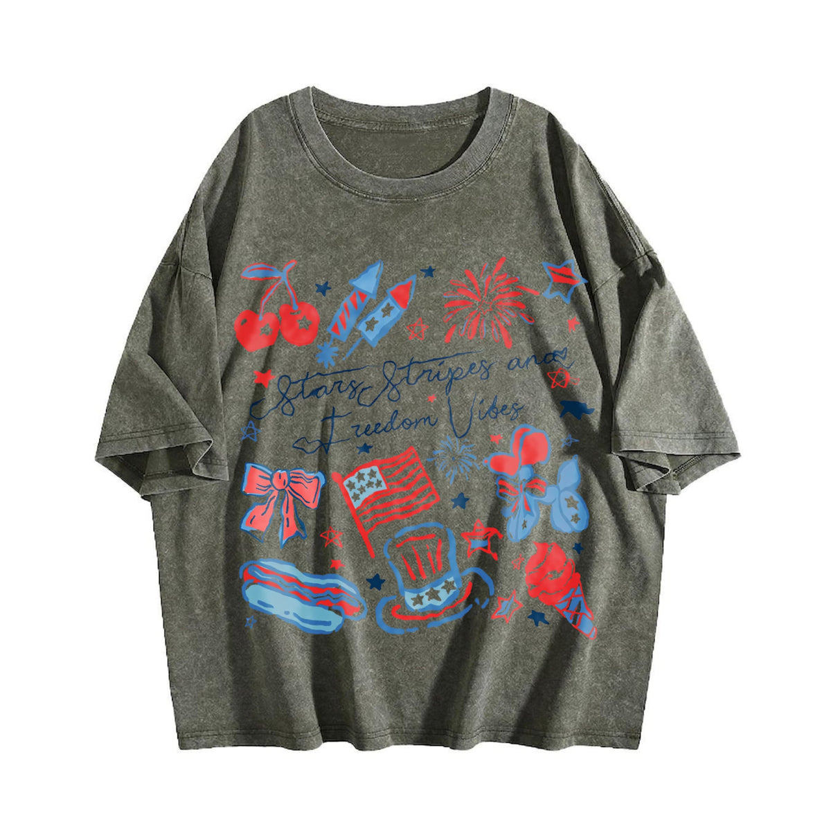 Girly American Vibes With Stars Vintage Washed T-Shirt product image 4
